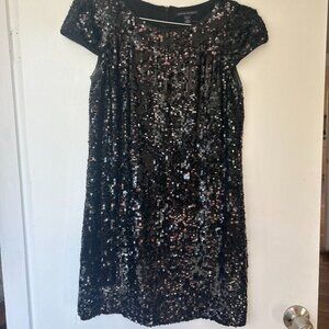 Banana Republic Size 4P Timeless Black Sequin T Shirt Dress